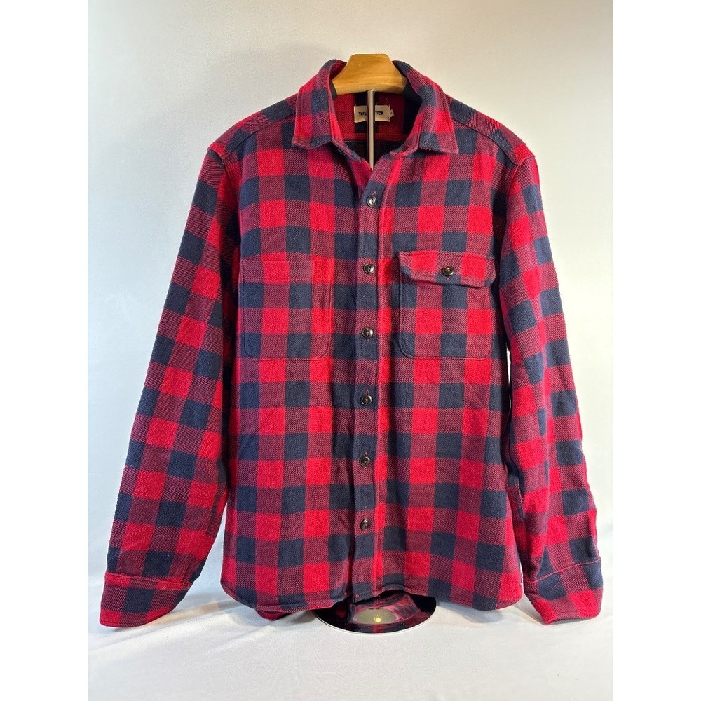 Taylor Stitch Buffalo Check Flannel Shirt Jacket Red Navy Size 40 Rugged